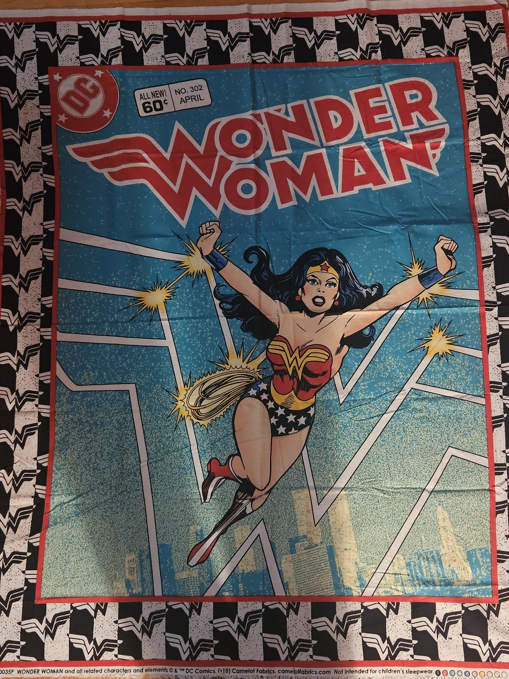 DC comics Wonder Woman Fabric Panel Camelot 36x44